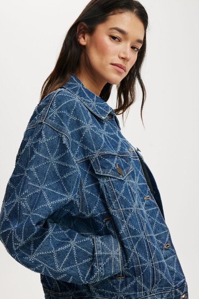 Cotton On 91 Denim Jacket Nordic Blue Monogram