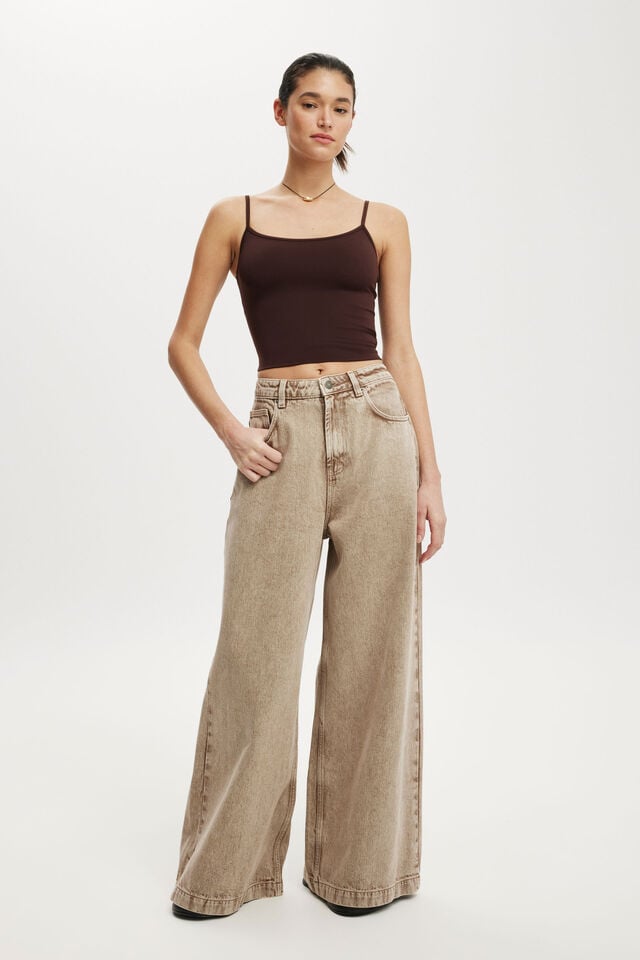 cotton on 91 Wide Jean brown stonewash