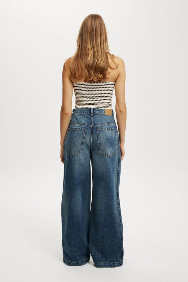 Cotton On 91 Wide Jean Pleat Florence Blue
