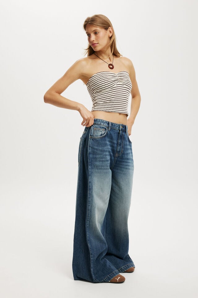 cotton on 91 Wide Jean pleat florence blue