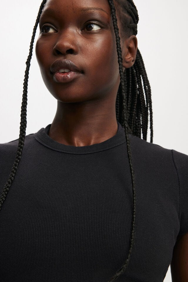 Cotton On Active Curved Hem Baby Tee Black