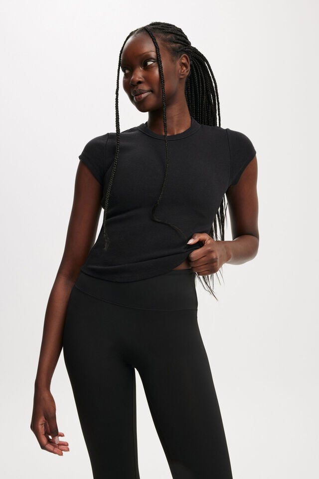 cotton on Active Curved Hem Baby Tee black