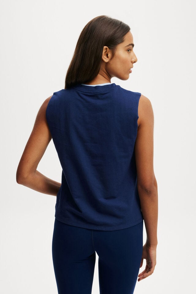 Cotton On Active Graphic Crew Tank Heritage Blue