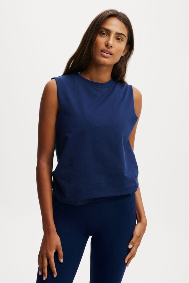 Cotton On Active Graphic Crew Tank Heritage Blue