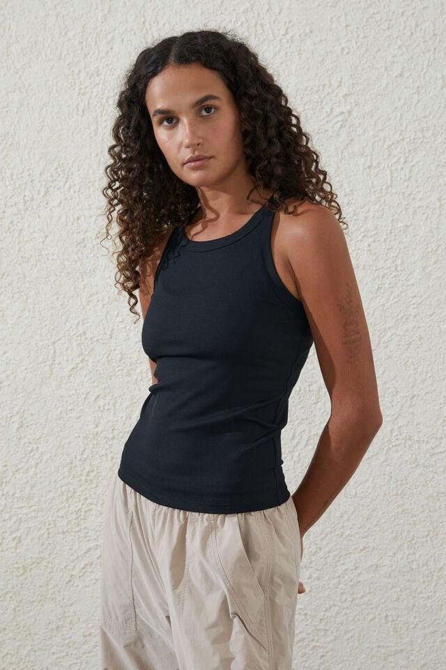 cotton on Active Rib Thin Racer Tank black