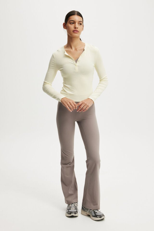 Cotton On Active Sheer Rib Longsleeve Lemon Icing