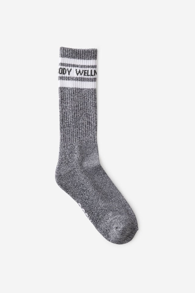 Cotton On Active Tube Sock Charcoal Marle Bwc
