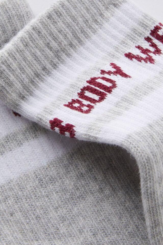 Cotton On Active Tube Sock Grey Marle/ Sangria Bwc