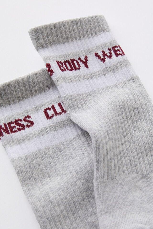 Cotton On Active Tube Sock Grey Marle/ Sangria Bwc