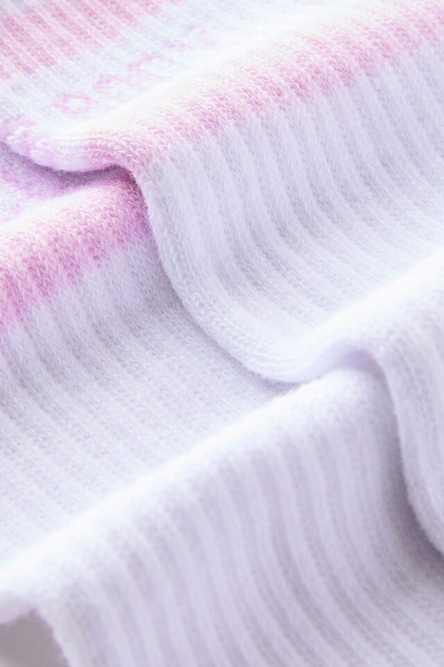 Cotton On Active Tube Sock Wht/pink Lavender Bac