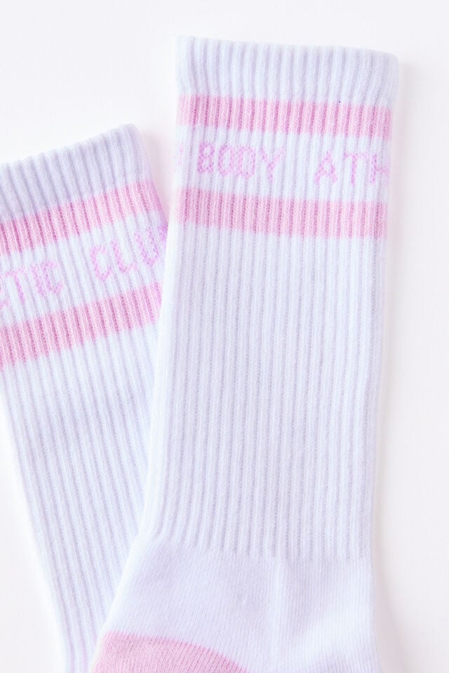 Cotton On Active Tube Sock Wht/pink Lavender Bac