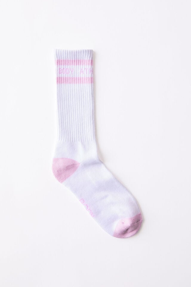 cotton on Active Tube Sock wht/pink lavender bac