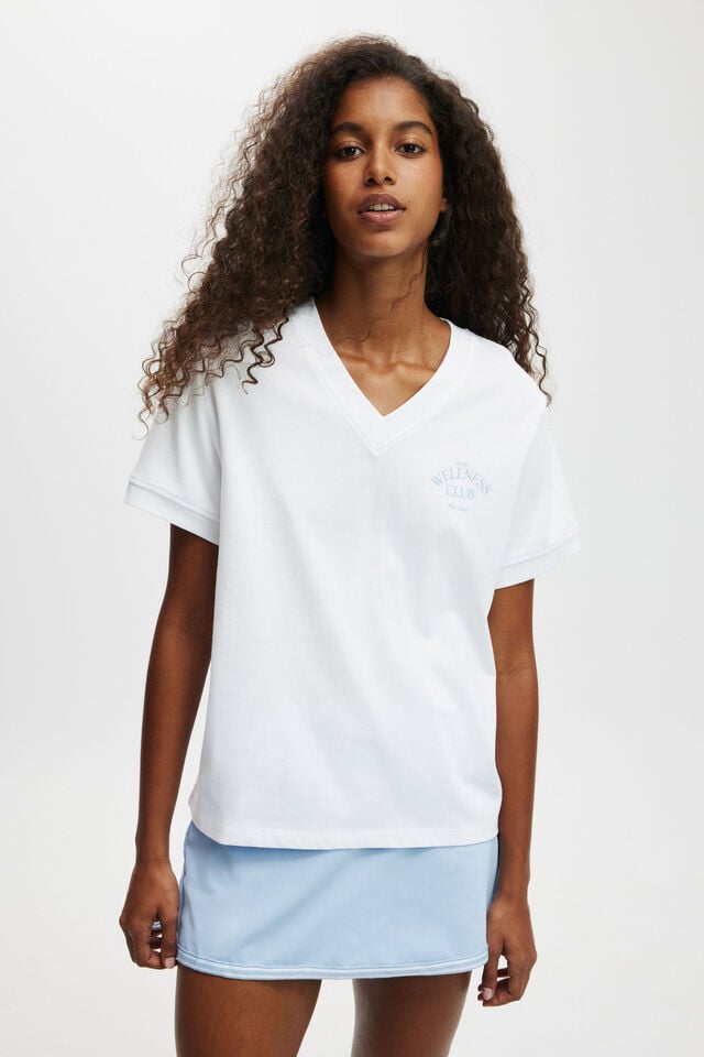 cotton on Active V Neck Tshirt white/heritage club