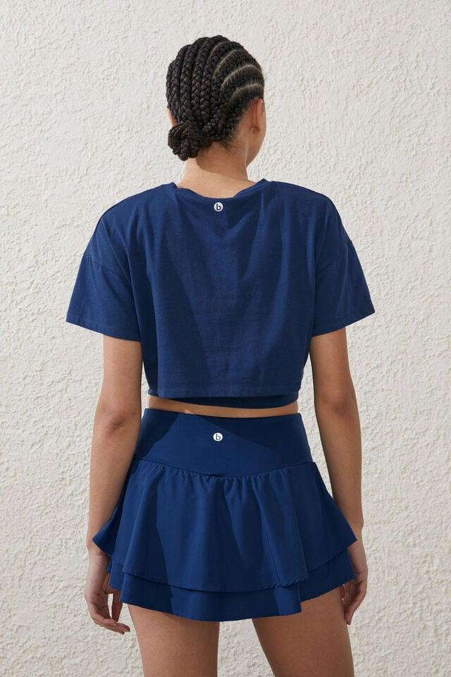 Cotton On Active Woven Ruffle Hem Skirt Navy Peony