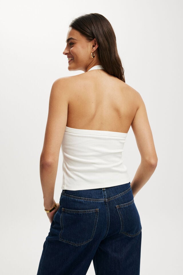 Cotton On Alexa Button Front Halter Vintage White