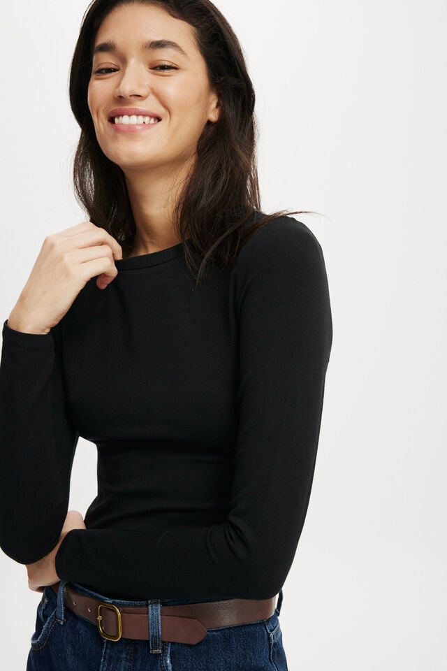 Cotton On All Day Crew Long Sleeve Black