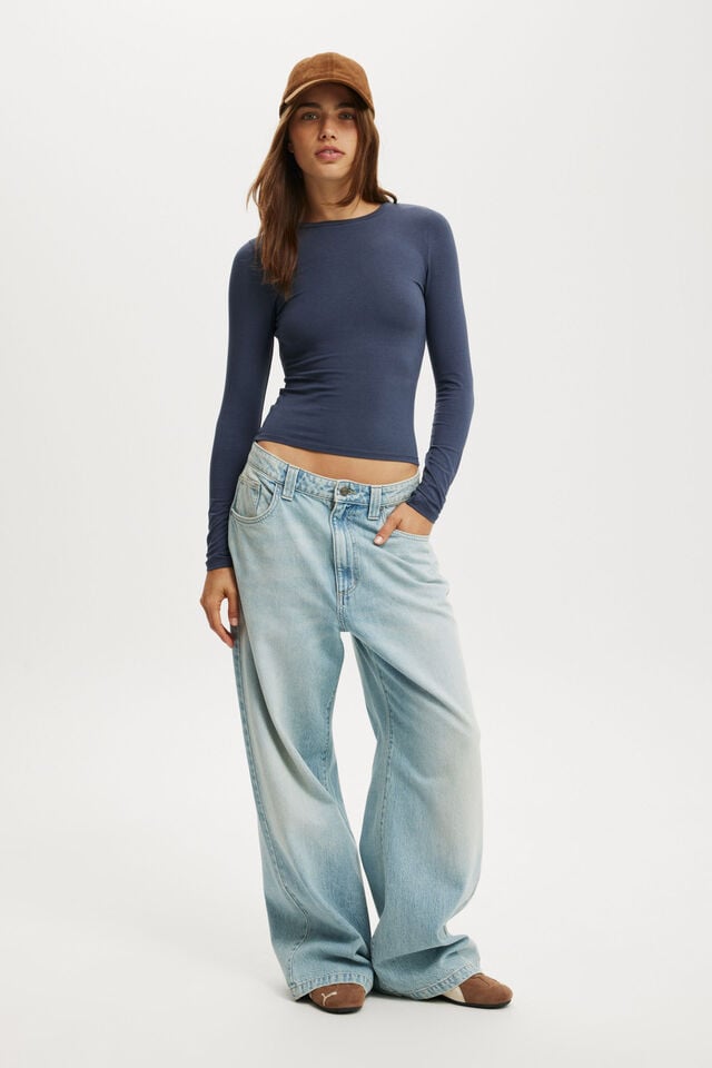 Cotton On All Day Crew Long Sleeve Collegiate Navy