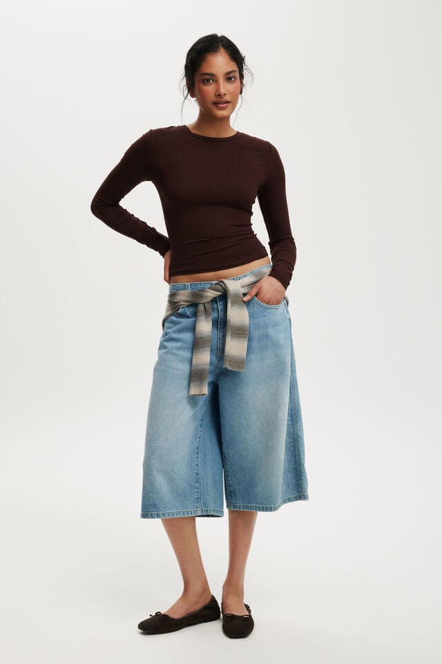 Cotton On All Day Crew Long Sleeve Dark Oak