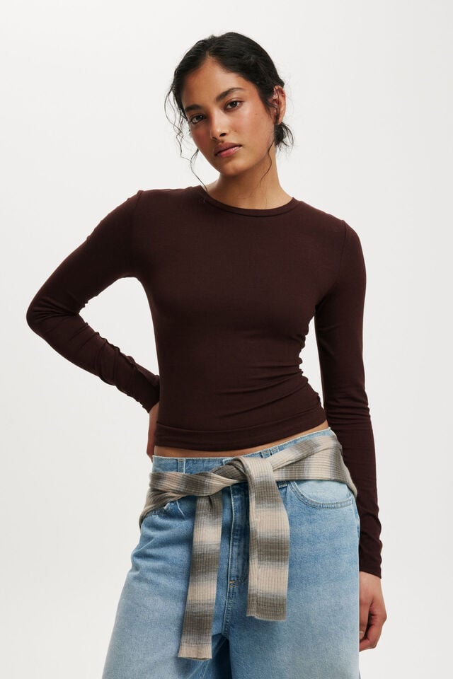 cotton on All Day Crew Long Sleeve dark oak