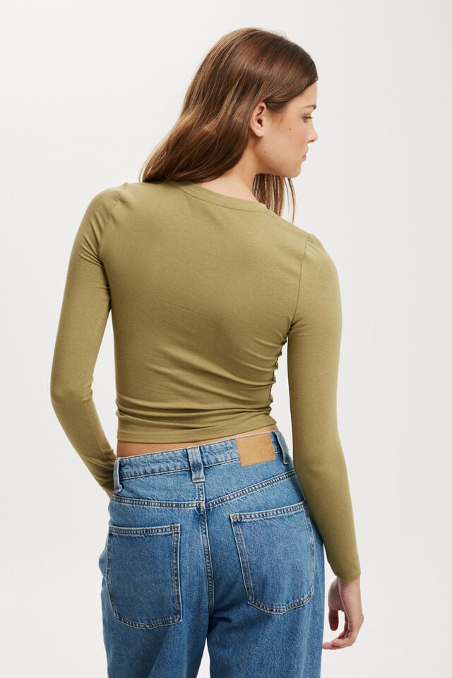 Cotton On All Day Crew Long Sleeve Desert Khaki