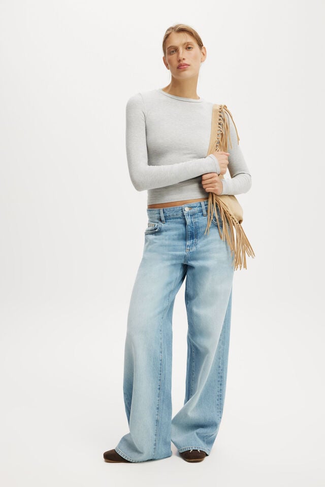 Cotton On All Day Crew Long Sleeve Grey Marle