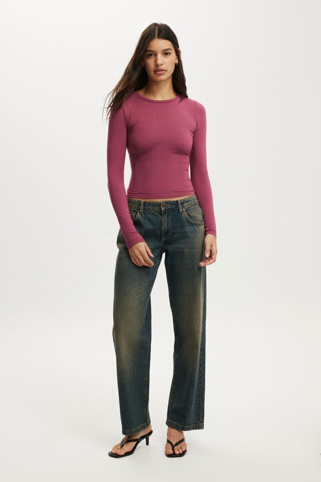 Cotton On All Day Crew Long Sleeve Rich Plum