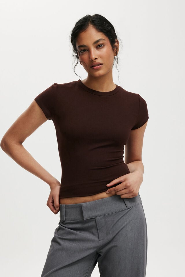 cotton on All Day Crew Tee dark oak