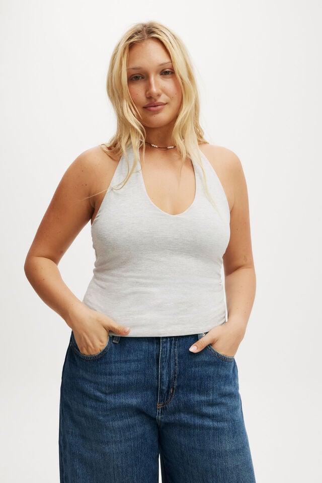 cotton on All Day V Neck Halter grey marle