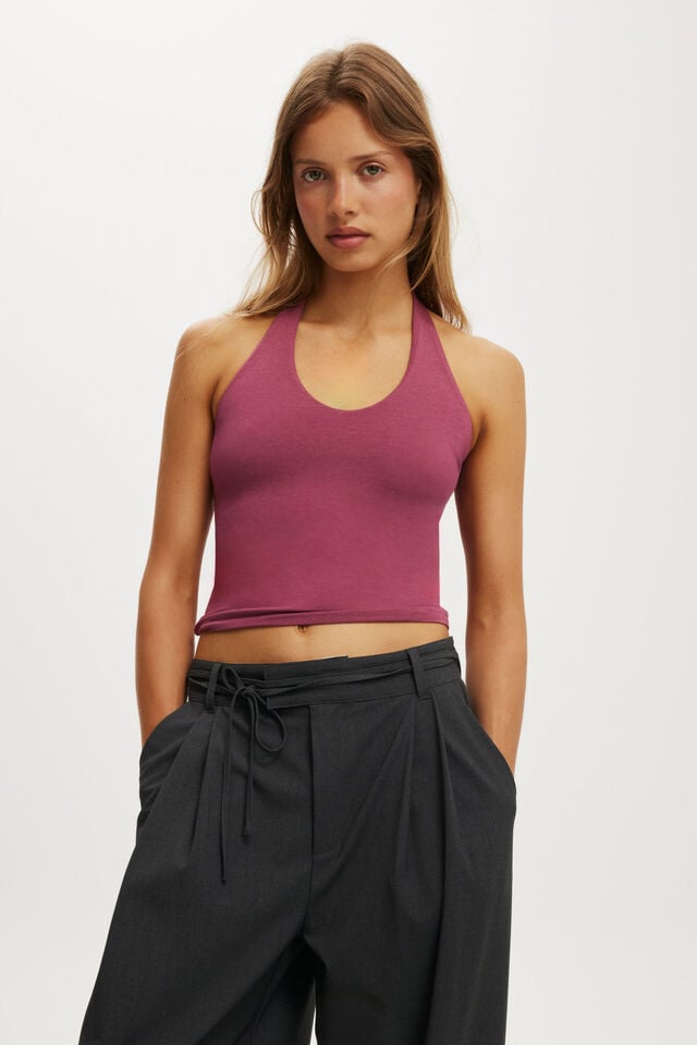 cotton on All Day V Neck Halter rich plum