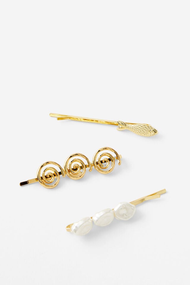 cotton on Amelia Hair Clip gold fish/pearl