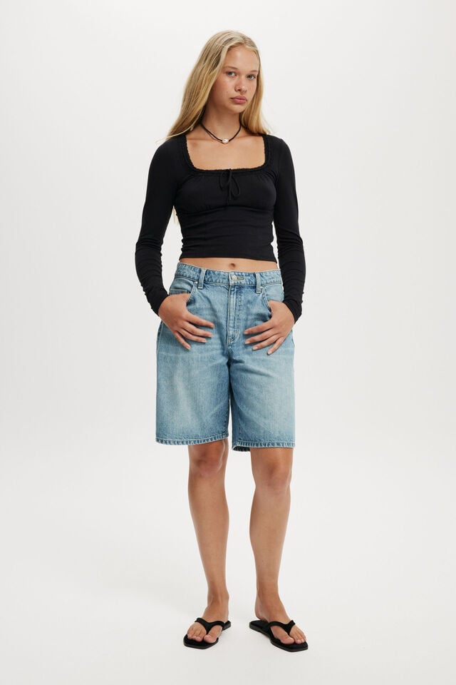 Cotton On Annie Lace Tie Long Sleeve Black