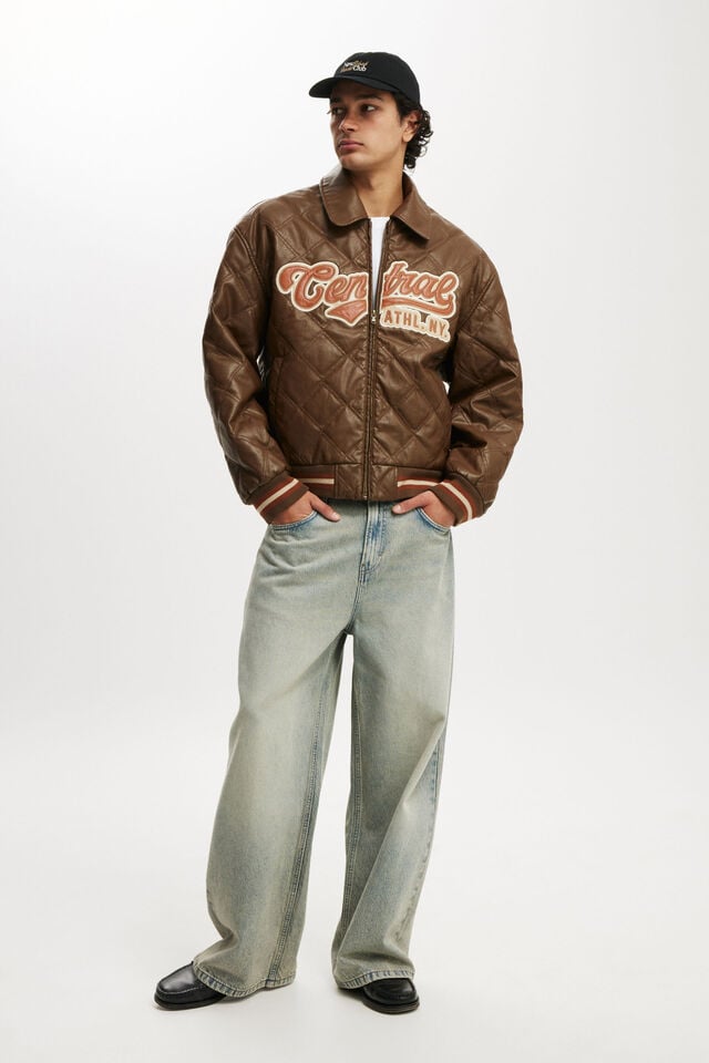 Cotton On Applique Bomber Jacket Brown