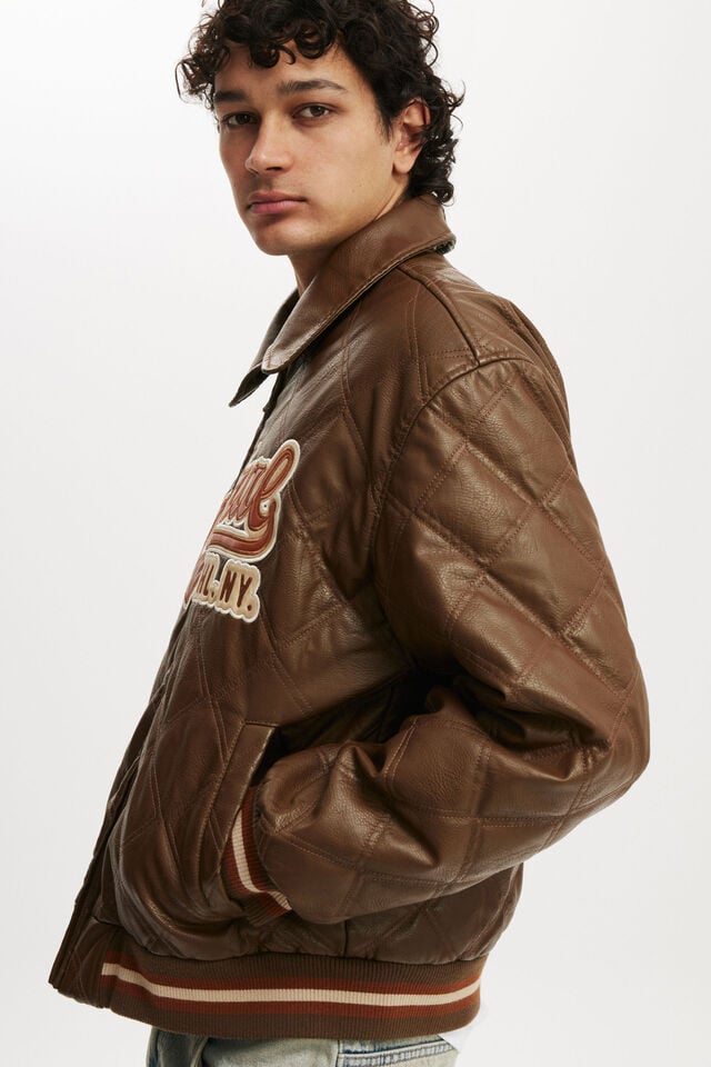 Cotton On Applique Bomber Jacket Brown