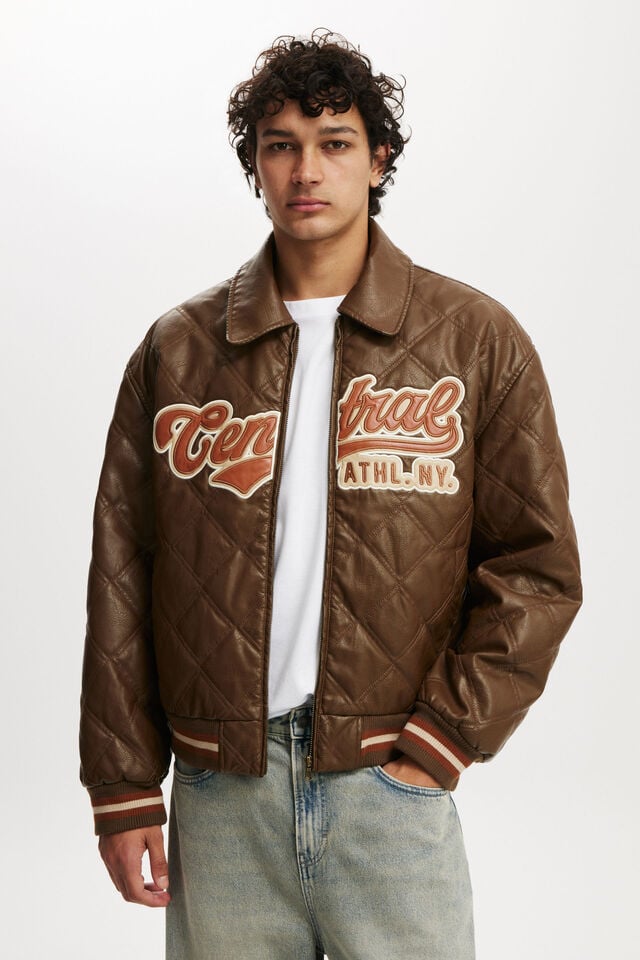 cotton on Applique Bomber Jacket brown