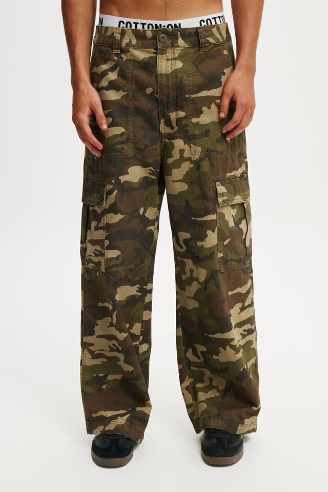 Cotton On Axel Super Baggy Cargo Pant Dark Camo