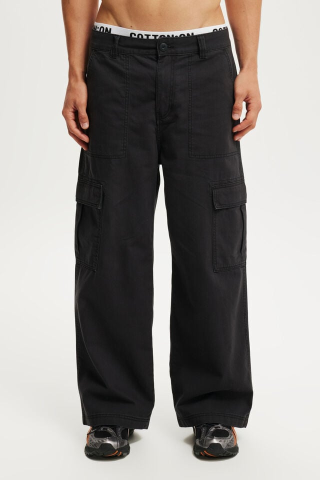 Cotton On Axel Super Baggy Cargo Pant Jet Black