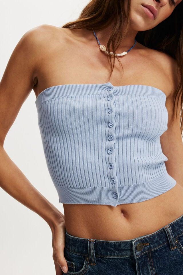 Cotton On Baby Rib Button Bandeau Dusk Blue