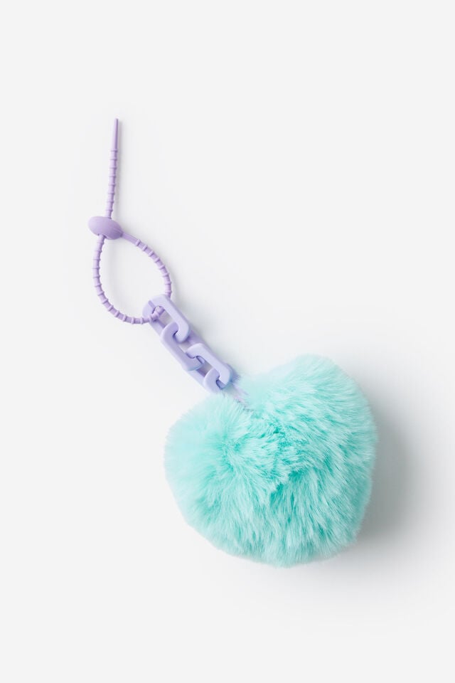 cotton on Bag Charm mint fluffy heart