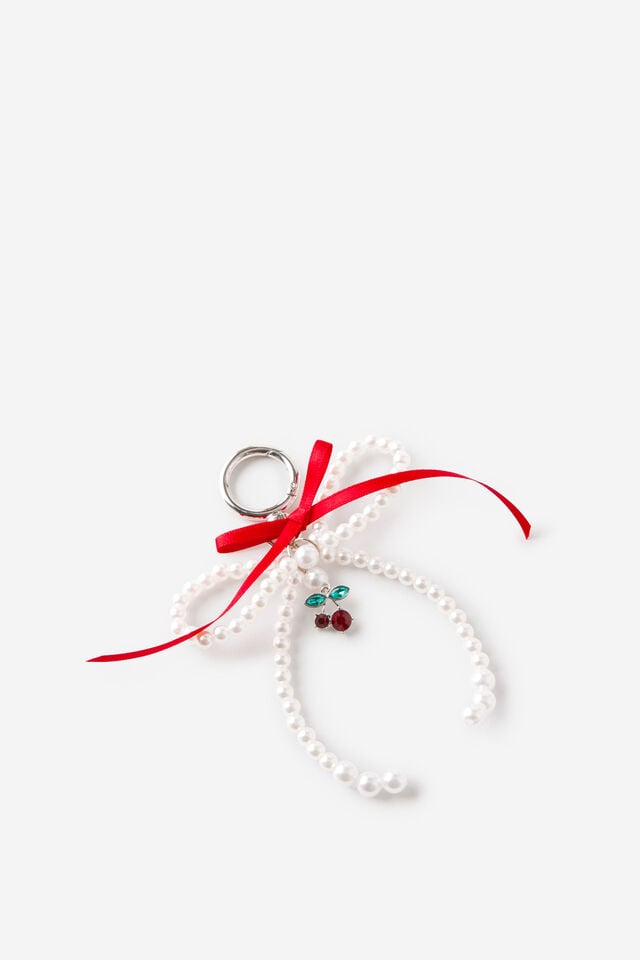 Cotton On Bag Charm Pearl Bow Red Cherry