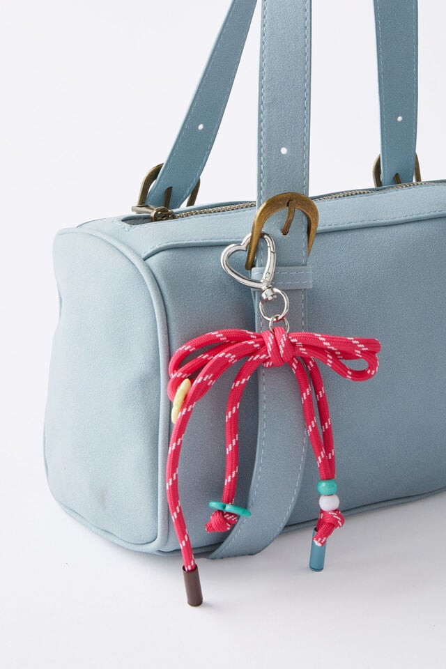 Cotton On Bag Charm Rope Bow Raspberry