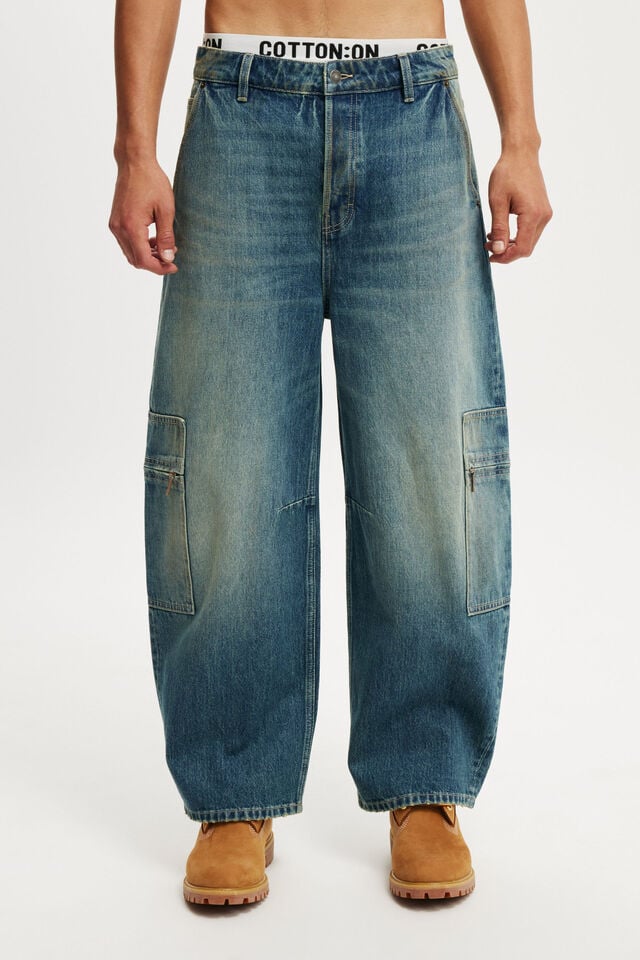 Cotton On Baggy Balloon Jean Cargo Preacher Blue