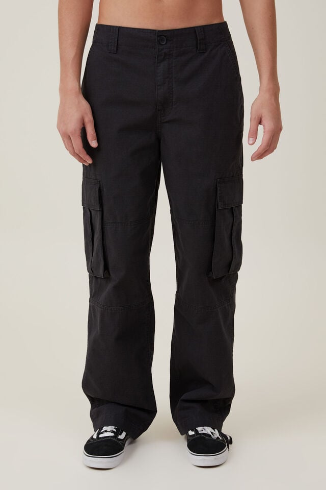 Cotton On Baggy Cargo Pant Black Ripstop