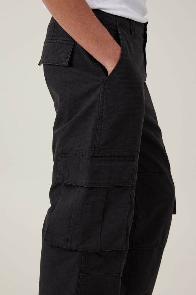 Cotton On Baggy Cargo Pant Black Ripstop