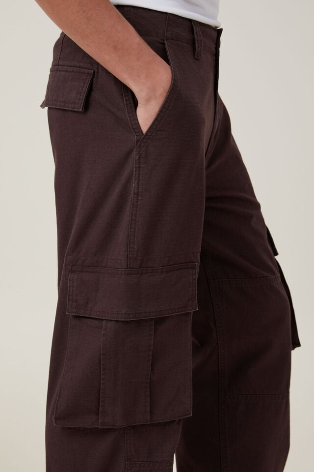 Cotton On Baggy Cargo Pant Dark Chocolate Ripstop