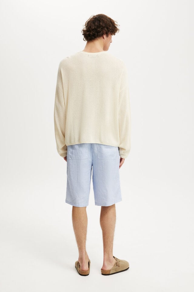 Cotton On Baggy Linen Short Blue Stripe