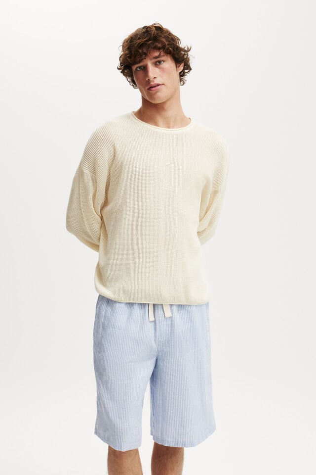 Cotton On Baggy Linen Short Blue Stripe