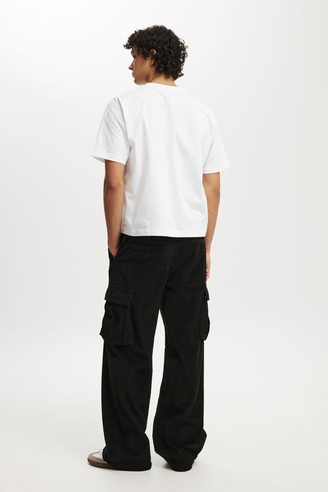 Cotton On Baggy Pleat Cargo Pant Black Cord