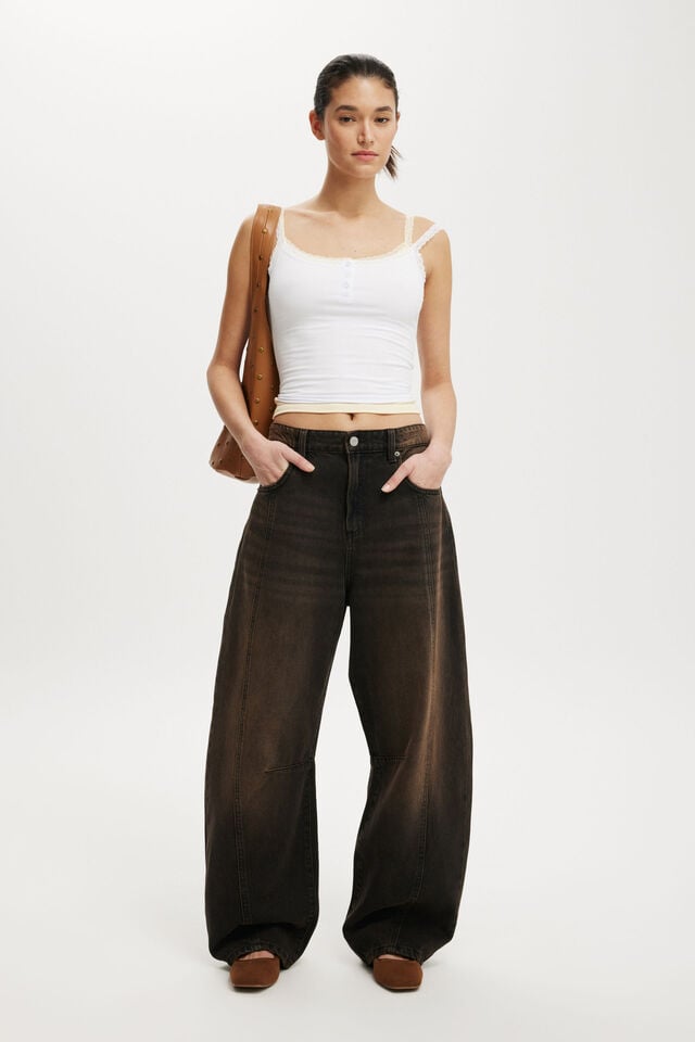 cotton on Barrel Jean seam dune black