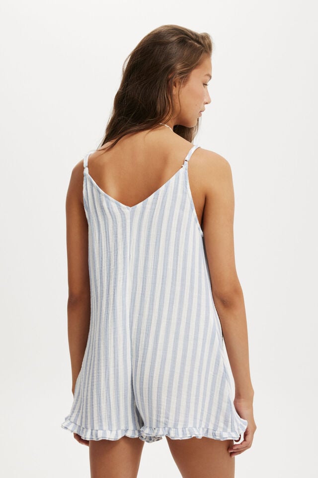 Cotton On Beach Romper Blue Stripe