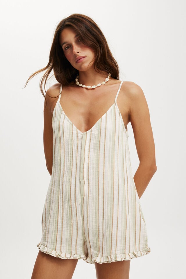 Cotton On Beach Romper Retro Stripe